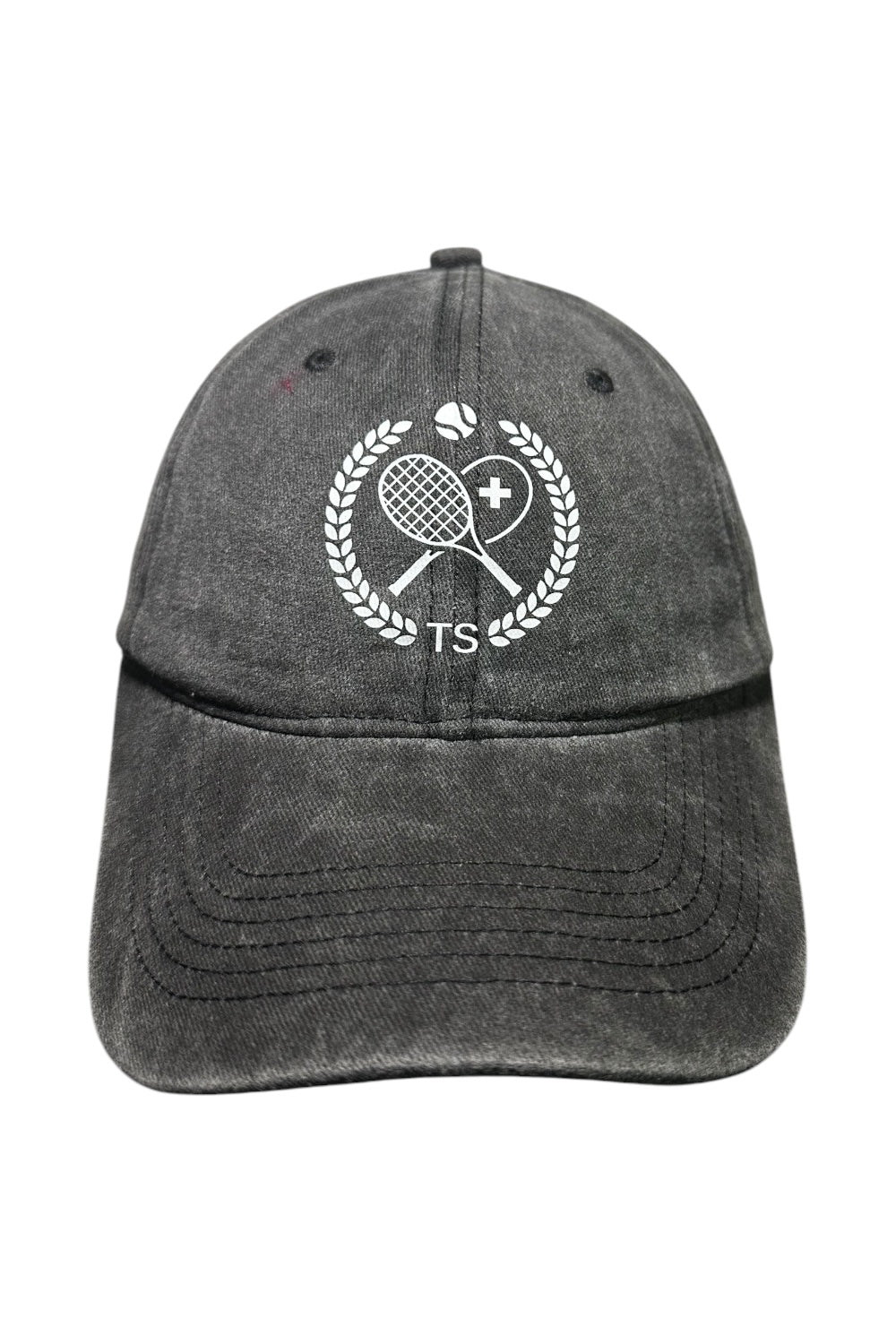 Washed schwarzes Tennis Schweiz Cap mit weissem Wappen-Logo